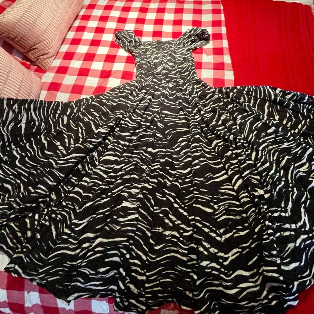Black & White Zebra Print Flowy Maxi Dress